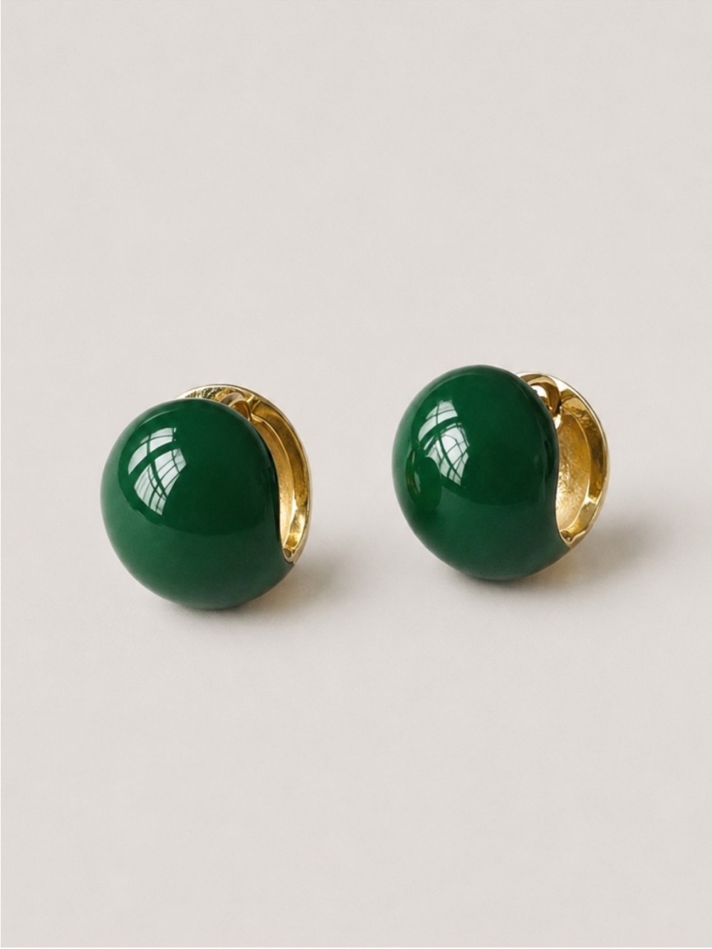 New! Green Gold Huggie Hoop Earrings NWOT